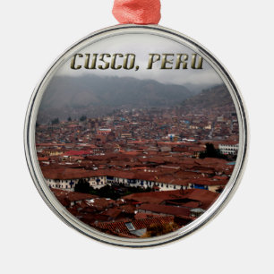 Ornement Rond Argenté Horizon Pérou de ville de Cusco