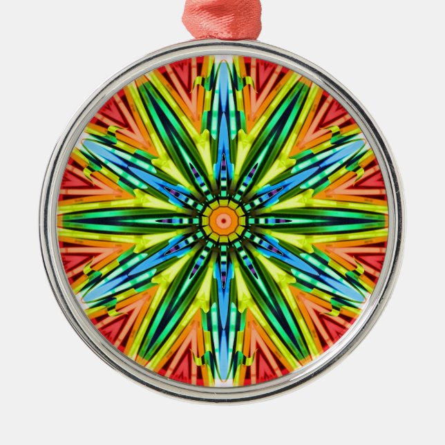 Ornement Rond Argenté Horloge de Glowstick (Devant)