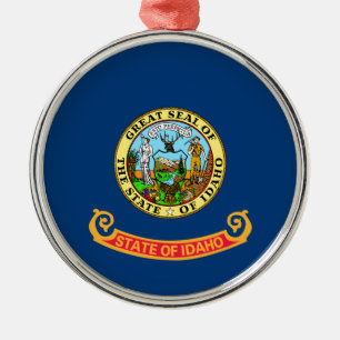 Ornement Rond Argenté Idaho State Flag