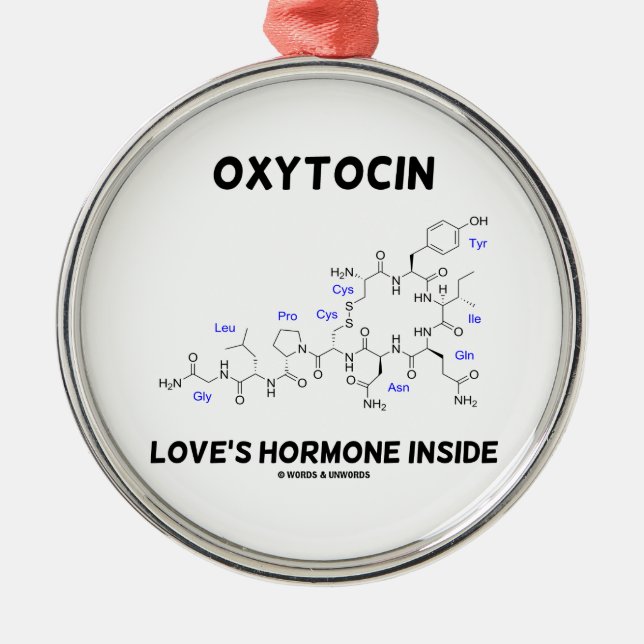 Ornement Rond Argenté Intérieur de l'hormone de l'amour d'oxytocine (Devant)