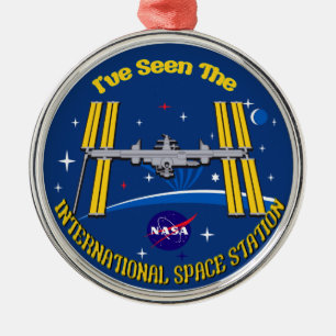Ornement Rond Argenté J'ai vu l'ISS ! !
