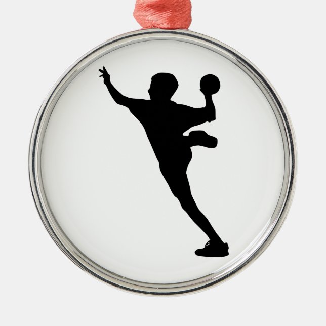 Ornement Rond Argenté joueur de handball (Devant)