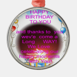 Ornement Rond Argenté Joyeux anniversaire pour vous