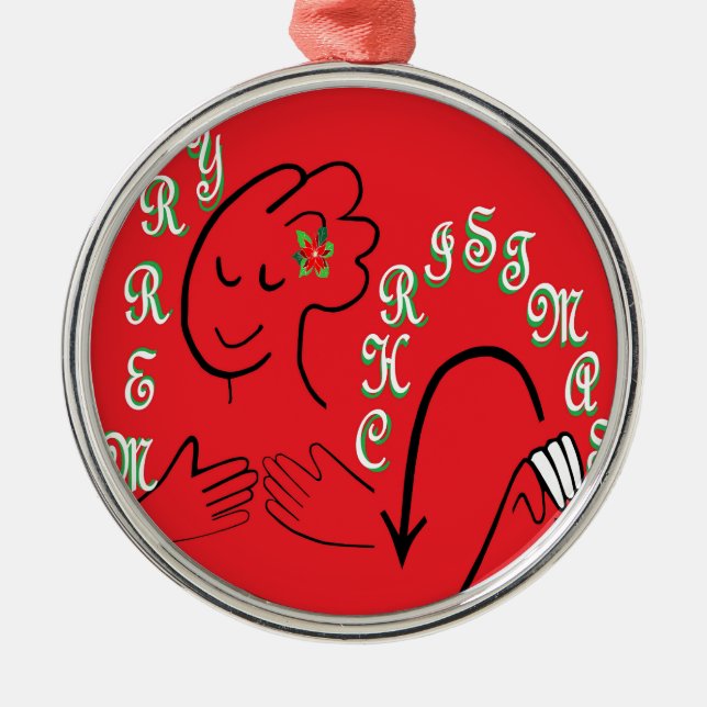 Ornement Rond Argenté Joyeux Noël d'ASL (Devant)