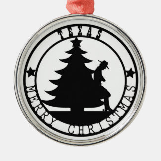 Ornement Rond Argenté Joyeux Noël du Texas