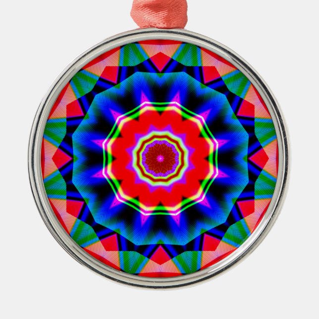 Ornement Rond Argenté Kaleidoscope fractal 02 (Devant)