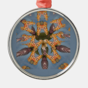 Ornement Rond Argenté Kaleidoscope Giraffe Mandala : Safari Art Abstrait