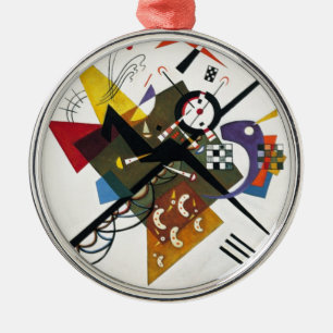 Ornement Rond Argenté Kandinsky Sur Blanc Deux Peintures Abstraites