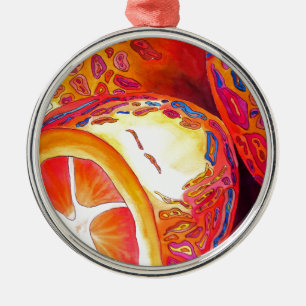 Ornement Rond Argenté Kumquats orange citrus watercolour fruit art