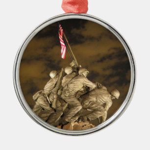 Ornement Rond Argenté La deuxième guerre mondiale Iwo Jima Arlington