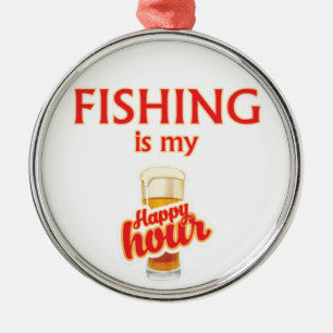 Ornement Rond Argenté La Pêche Est Mon Heureuse Heure