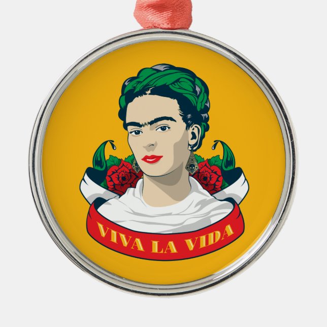 Ornement Rond Argenté La Vida de vivats de Frida Kahlo | (Devant)