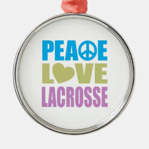Ornement Rond Argenté Lacrosse d'amour de paix