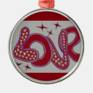 Ornement Rond Argenté L'amour dans le style années 1960