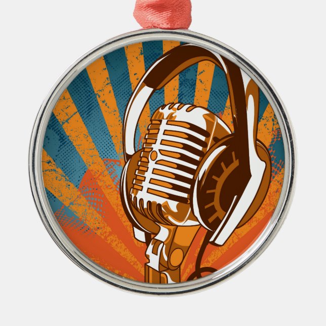 Ornement Rond Argenté Le microphone parlant (Devant)