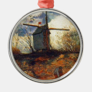 Ornement Rond Argenté Le Moulin de la Galette Van Gogh