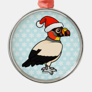 Ornement Rond Argenté Le Roi vautour Père Noël