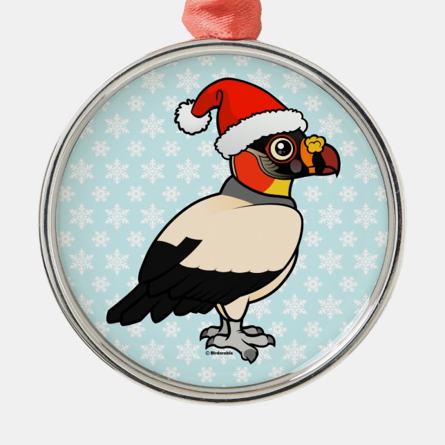 Ornement Rond Argenté Le Roi vautour Père Noël (Devant)