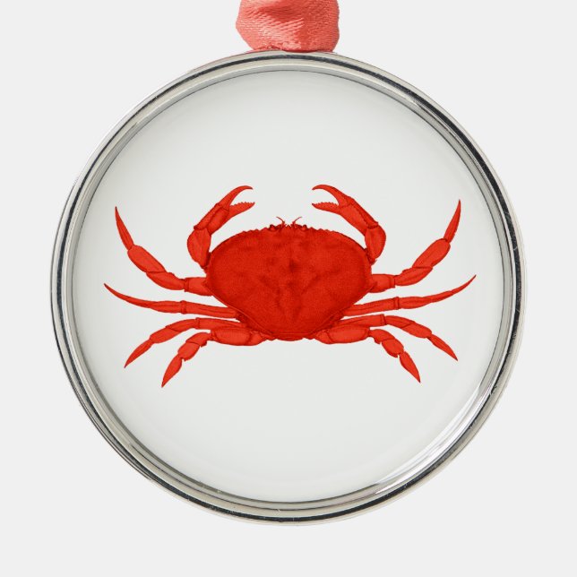 Ornement Rond Argenté Logo rouge de crabe de Dungeness (Devant)