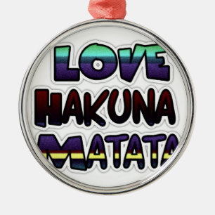 Ornement Rond Argenté Love Hakuna Matata Cadfts