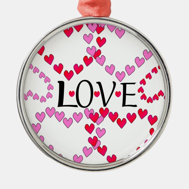 Ornement Rond Argenté LOVE ROUGE ROSE DE Tiny Hearts (Devant)