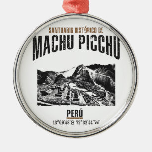 Ornement Rond Argenté Machu Picchu