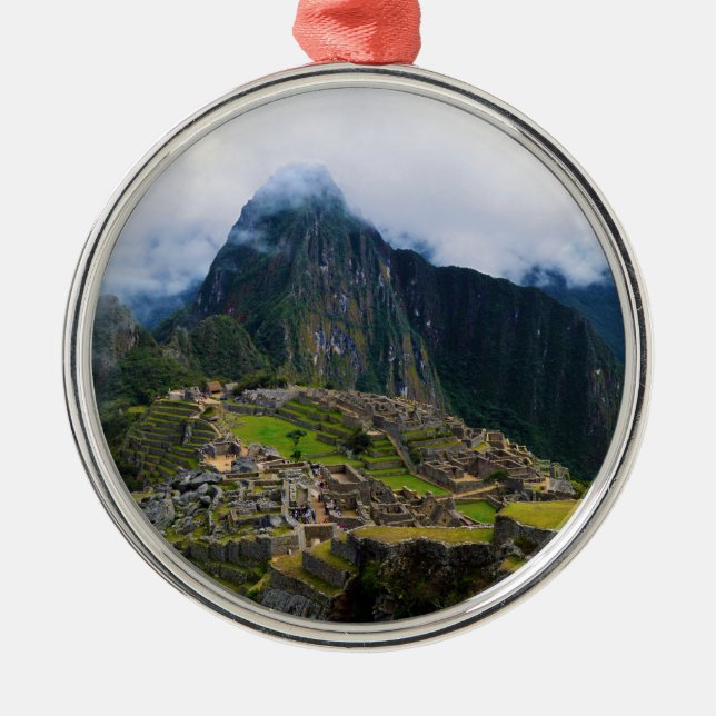 Ornement Rond Argenté Machu Picchu, Pérou (Devant)
