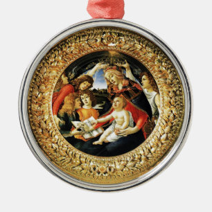 Ornement Rond Argenté Madonna du Magnificat