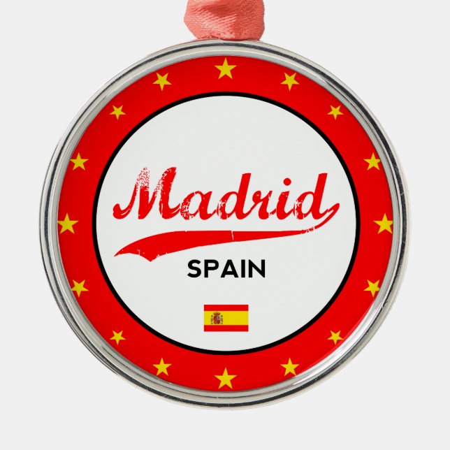 Ornement Rond Argenté Madrid, Espagne, cercle, blanc (Devant)