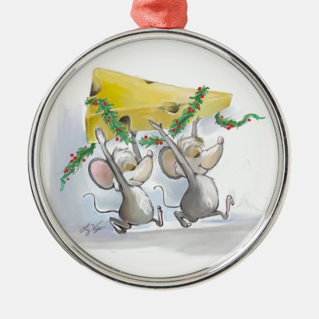 Ornement Rond Argenté Merry Mice Mic & Mac Round Premium Orament (Devant)