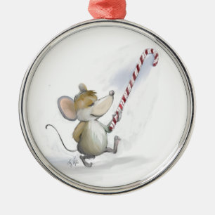 Ornement Rond Argenté Merry Mouse Moe Round Orament