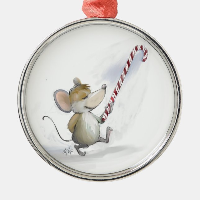 Ornement Rond Argenté Merry Mouse Moe Round Orament (Devant)