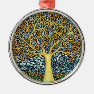Ornement Rond Argenté Mon arbre de la vie