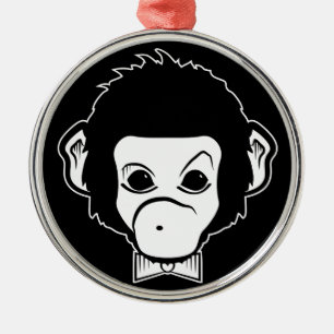Ornement Rond Argenté monsieur monkey
