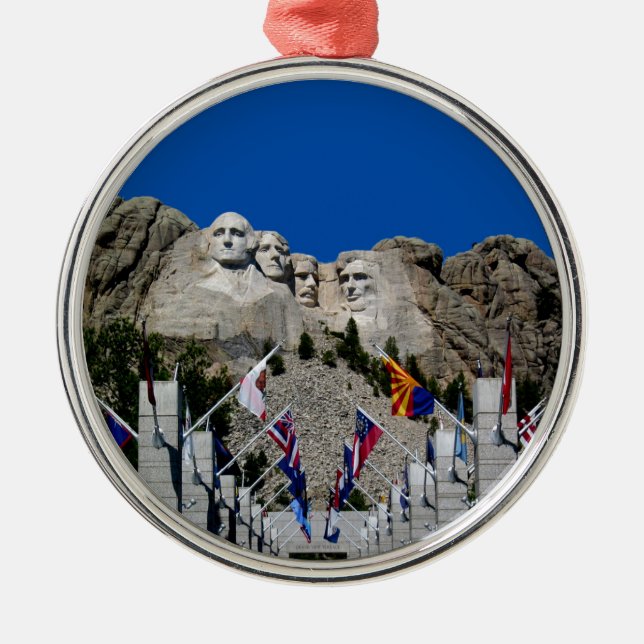 Ornement Rond Argenté Mont Rushmore Sud Dakota Souvenir (Devant)