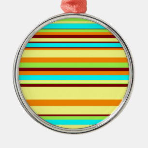 Ornement Rond Argenté Motif de bande coloré Customisé Designer