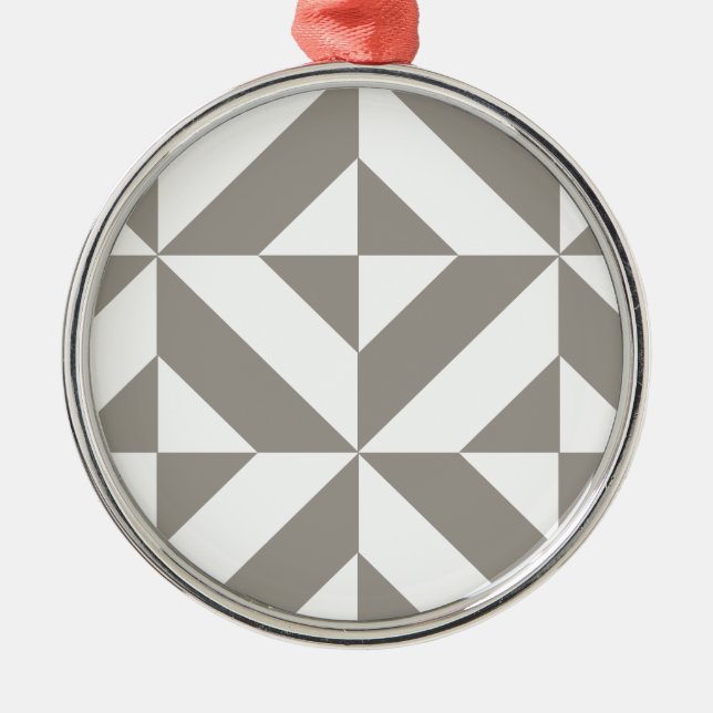 Ornement Rond Argenté Motif de cube géométrique gris argenté (Devant)
