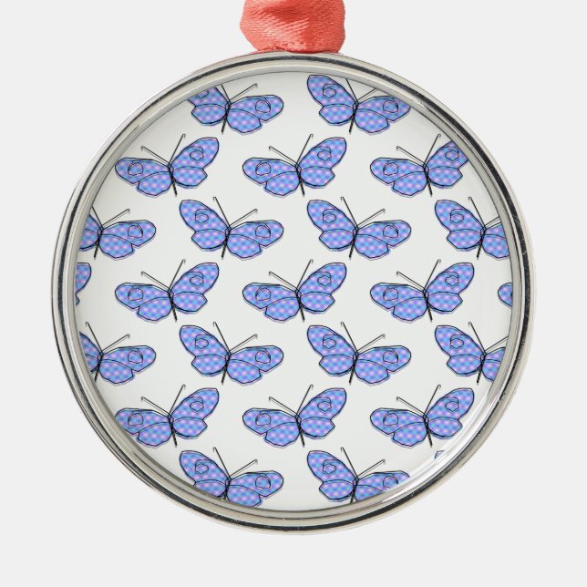 Ornement Rond Argenté Motif de papillon cosmique (Devant)