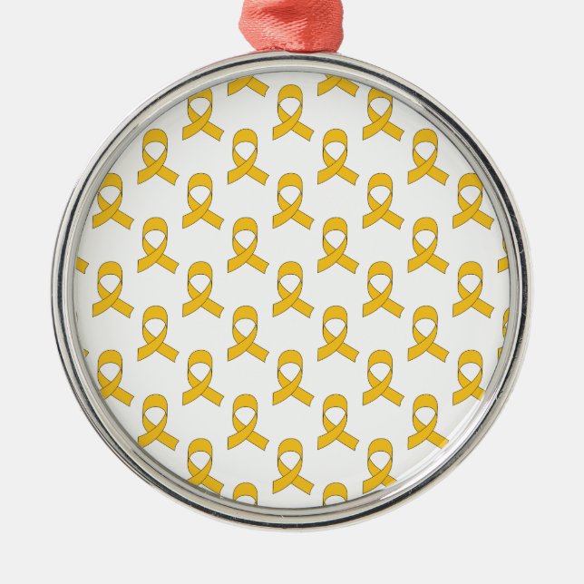 Ornement Rond Argenté Motif de ruban d'or (Devant)