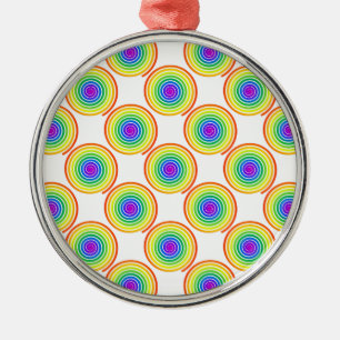 Ornement Rond Argenté Motif de spirale arc-en-ciel