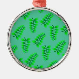Ornement Rond Argenté Motif Foliage éponyme