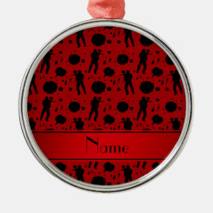 Ornement Rond Argenté Motif rouge nommé personnalisé de paintball