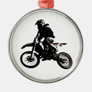 Ornement Rond Argenté Motocross