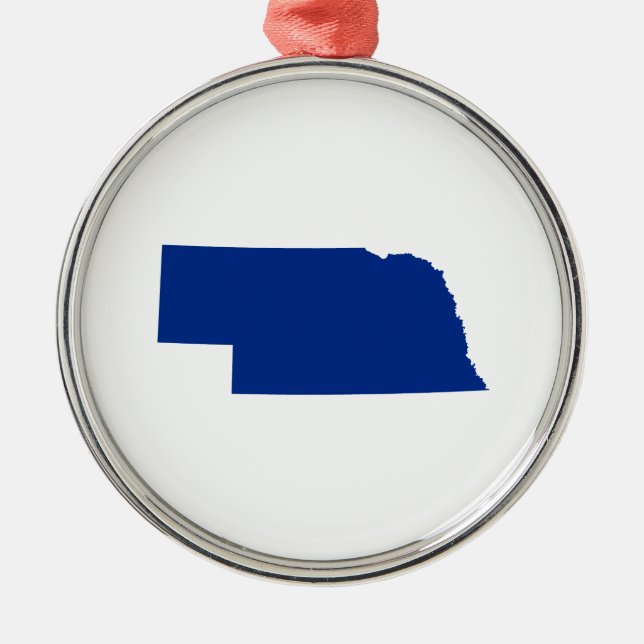 Ornement Rond Argenté Nebraska en bleu (Devant)