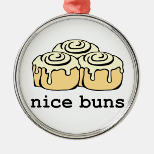 Ornement Rond Argenté Nice Buns Cinnamon Roll Funny Dessin de dessin ani