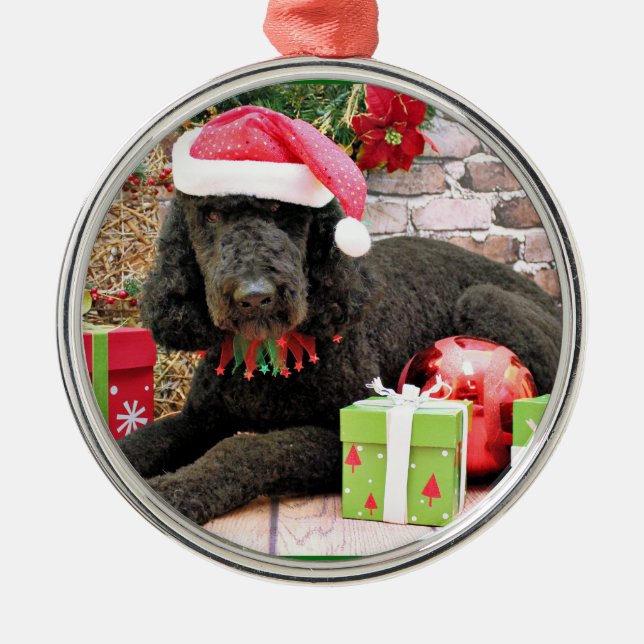 Ornement Rond Argenté Noël - LabraDoodle - Miller (Devant)