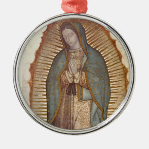 Ornement Rond Argenté Notre-Dame de Guadalupe