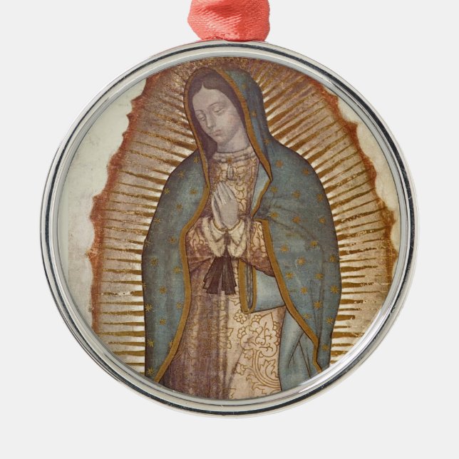 Ornement Rond Argenté Notre-Dame de Guadalupe (Devant)