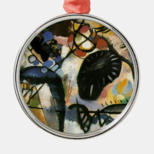 Ornement Rond Argenté Oeuvre Abstraite de Kandinsky Black Spot