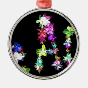 Ornement Rond Argenté "PAIX" dans l'art des fleurs Imprimer